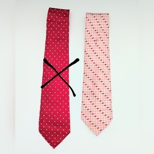 Bijoux Terner 100% Silk Men's Ties - Red/White and Red/Pink Patterns